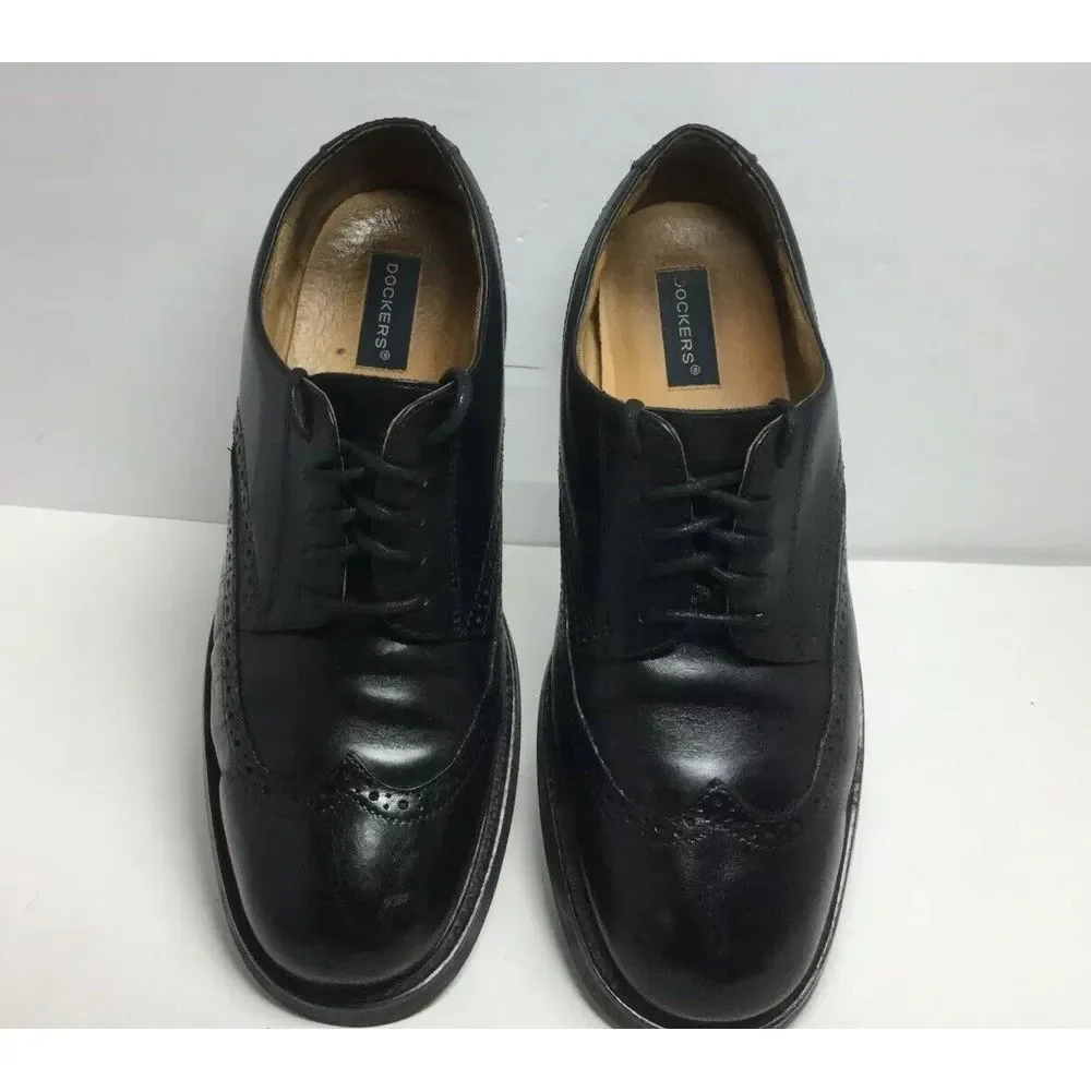 Dockers Wingtip Oxfords Shoes Size 11.5 M Mens Dress Black Leather Lace‎ Up